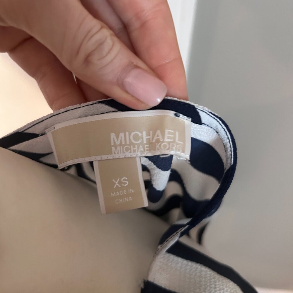 Michael Kors Navy & White Stripe Blouse - XS (can fit up to M) - Picture 3 of 5